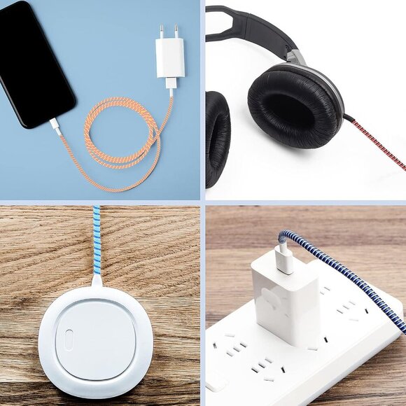 15 Pcs Spiral Cable Protector Colorful PVC Spiral Phone Charger Headphone Cable - Picture 4 of 7